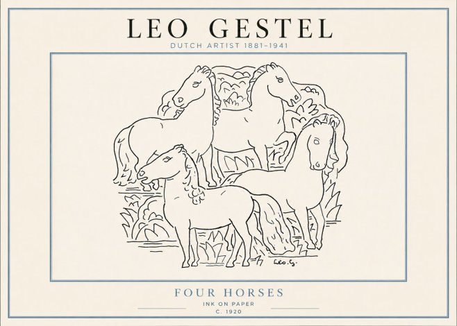 Leo Gestel Four Horses No4 - Póster