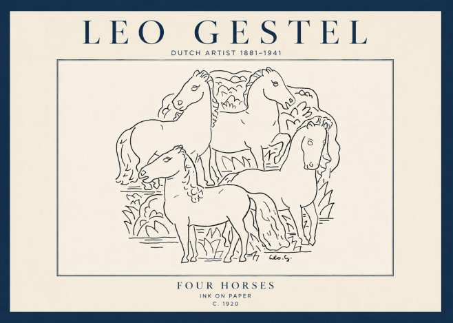 Leo Gestel Four Horses No5 - Póster
