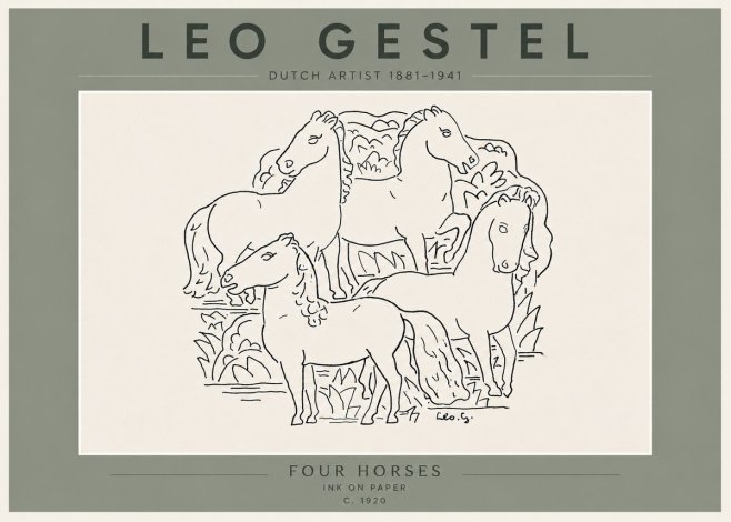 Leo Gestel Four Horses No6 - Póster
