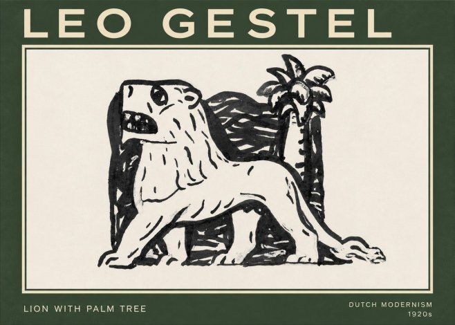 Leo Gestel Lion with Palm Tree No3 - Póster