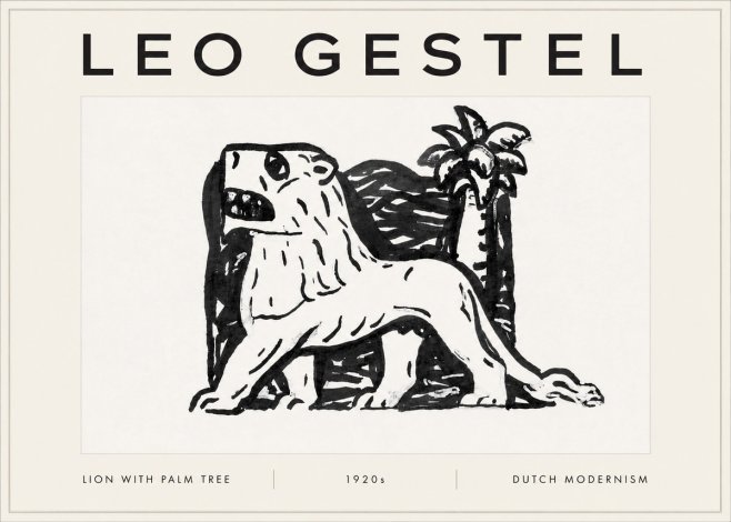 Leo Gestel Lion with Palm Tree No5 - Póster