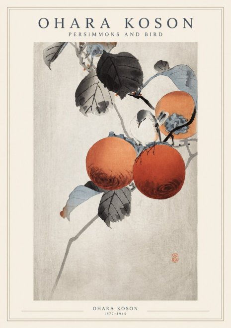 Ohara Koson Persimmons and Bird No1 - Póster