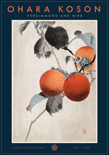 Ohara Koson Persimmons and Bird No2 - Póster