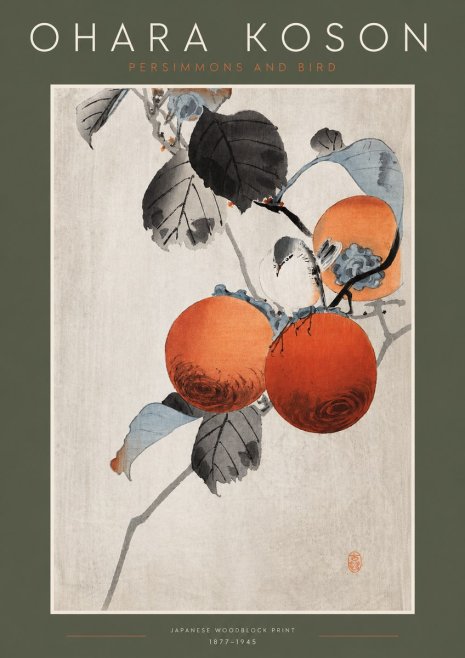 Ohara Koson Persimmons and Bird No3 - Póster