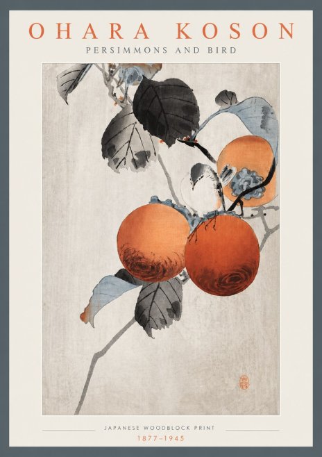 Ohara Koson Persimmons and Bird No4 - Póster