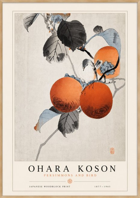 Ohara Koson Persimmons and Bird No5 - Póster