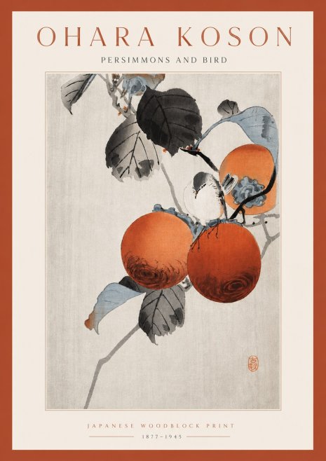 Ohara Koson Persimmons and Bird No6 - Póster
