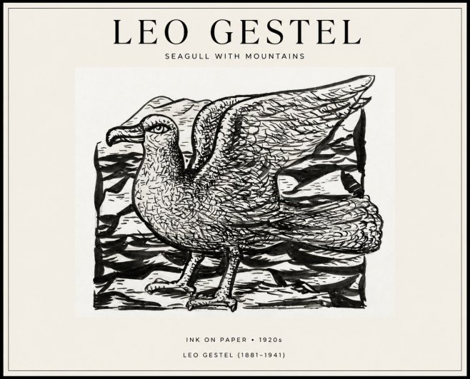 Leo Gestel Seagull with Mountains No1 - Póster