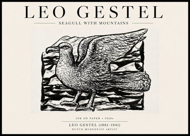 Leo Gestel Seagull with Mountains No6 - Póster