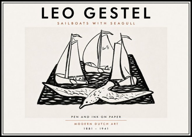 Leo Gestel Sailboats with Seagull No6 - Póster