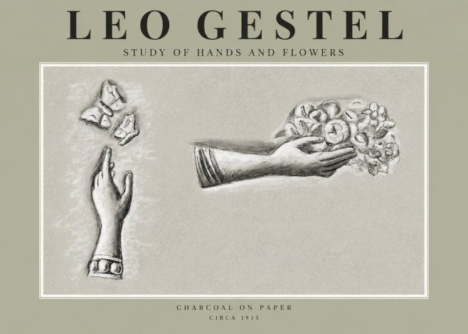 Leo Gestel Study of Hands and Flowers No2 - Póster