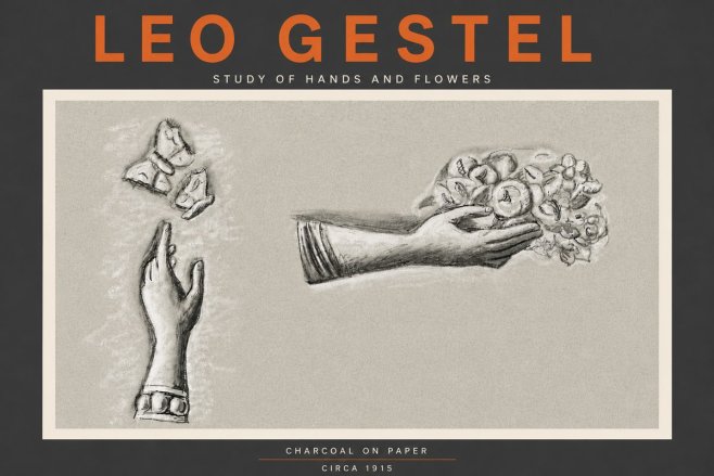 Leo Gestel Study of Hands and Flowers No6 - Póster