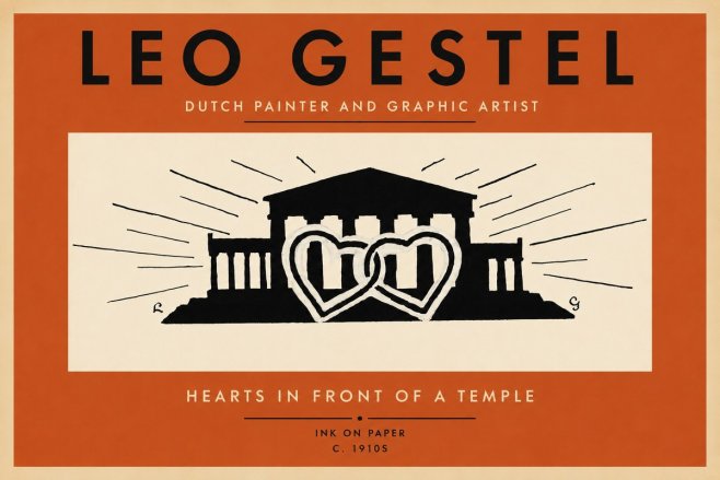 Leo Gestel Hearts in Front of a Temple No2 - Póster