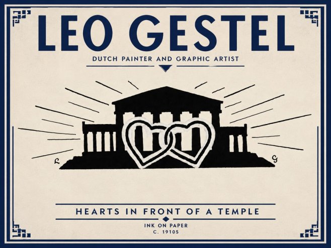 Leo Gestel Hearts in Front of a Temple No3 - Póster