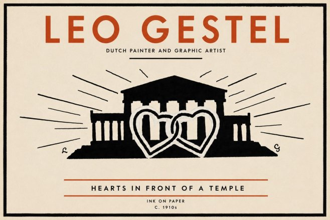 Leo Gestel Hearts in Front of a Temple No5 - Póster