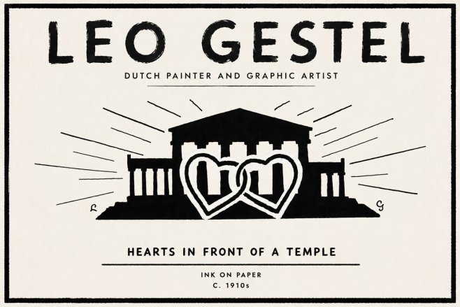Leo Gestel Hearts in Front of a Temple No6 - Póster