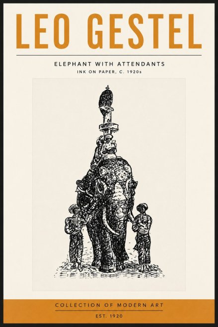 Leo Gestel Elephant with Attendants No5 - Póster