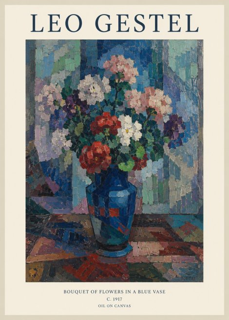 Leo Gestel Bouquet of Flowers in a Blue Vase No1 - Póster