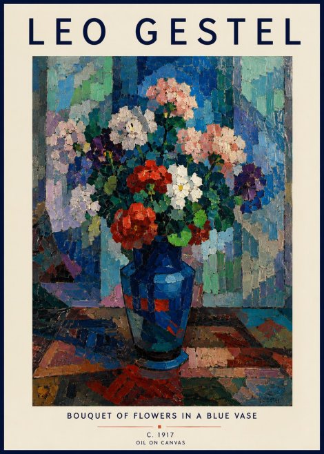 Leo Gestel Bouquet of Flowers in a Blue Vase No4 - Póster