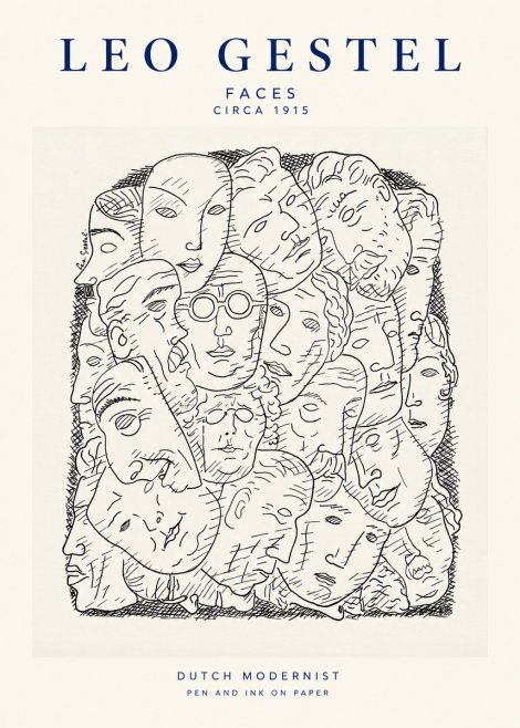 Leo Gestel Heads Ink Drawing No2 - Póster