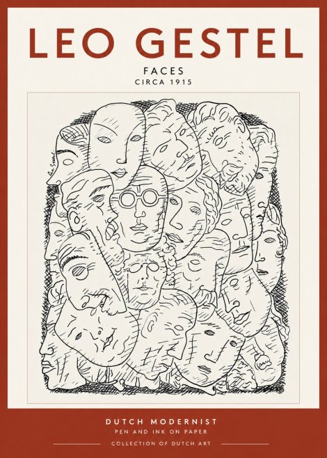 Leo Gestel Heads Ink Drawing No3 - Póster