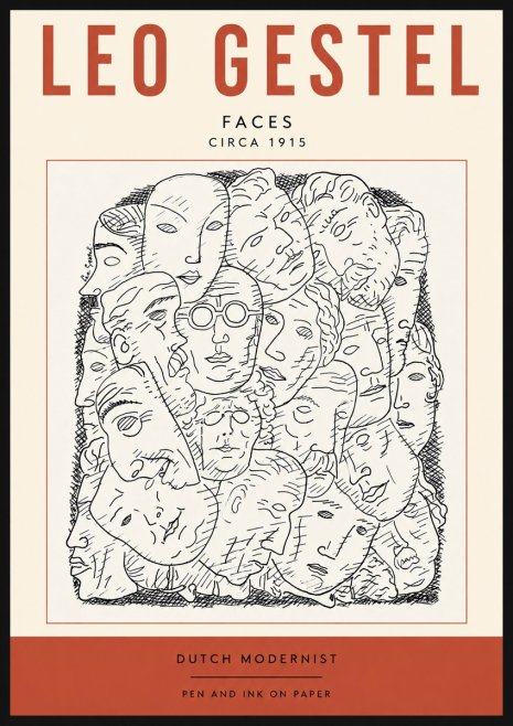 Leo Gestel Heads Ink Drawing No5 - Póster
