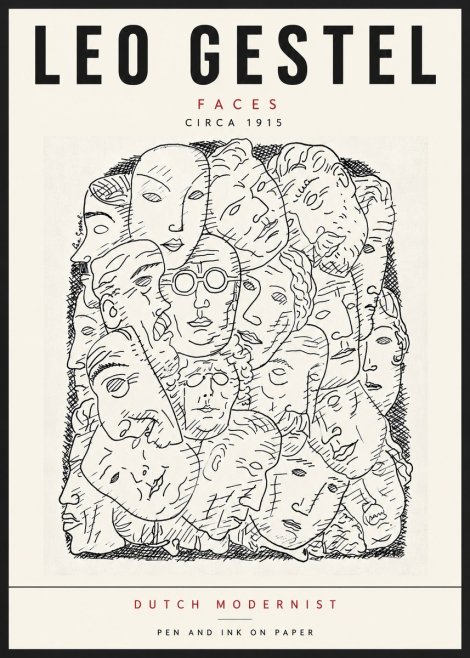 Leo Gestel Heads Ink Drawing No6 - Póster
