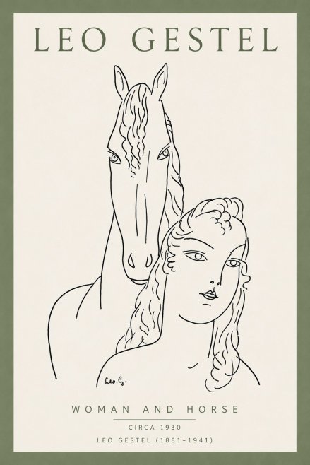 Leo Gestel Woman and Horse No4 - Póster