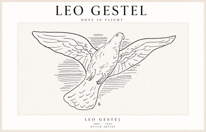 Leo Gestel Dove in Flight No1 - Póster