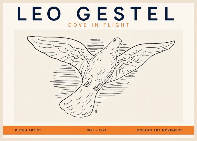 Leo Gestel Dove in Flight No2 - Póster
