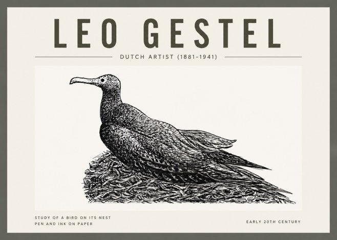 Leo Gestel Study of a Bird on Its Nest No4 - Póster
