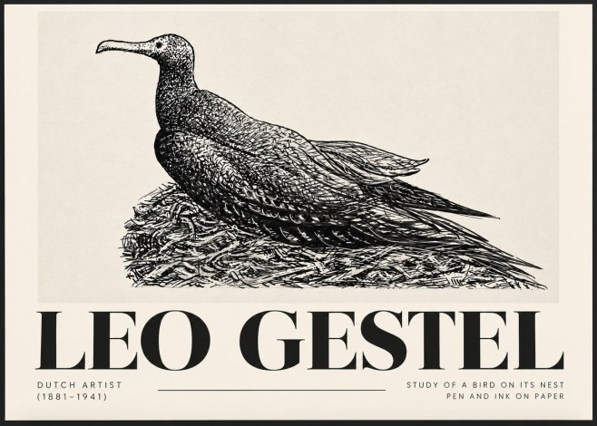Leo Gestel Study of a Bird on Its Nest No5 - Póster