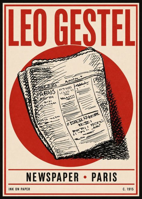 Leo Gestel Newspaper - Paris No4 - Póster