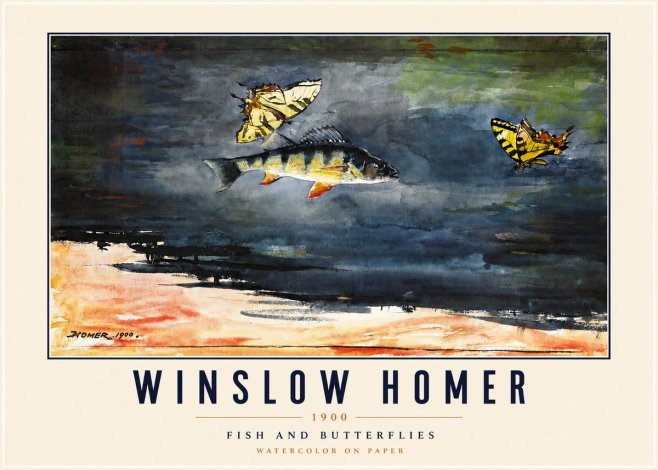 Winslow Homer Fish and Butterflies No4 - Póster