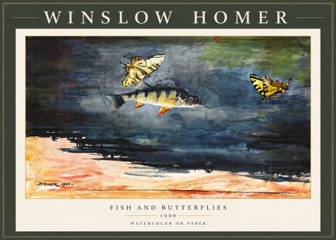 Winslow Homer Fish and Butterflies No6 - Póster