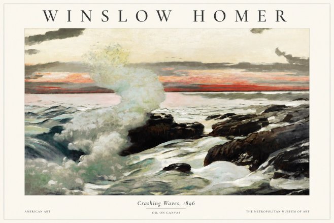 Winslow Homer Crashing Waves, 1896 No1 - Póster