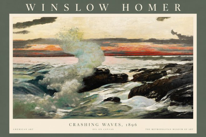 Winslow Homer Crashing Waves, 1896 No4 - Póster