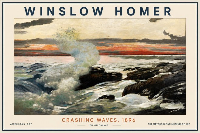 Winslow Homer Crashing Waves, 1896 No5 - Póster