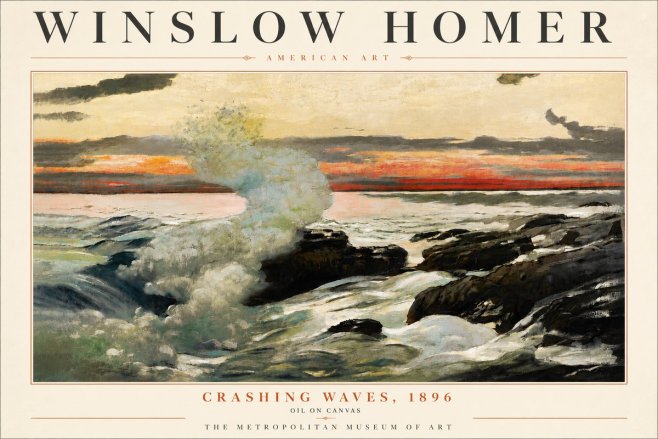 Winslow Homer Crashing Waves, 1896 No6 - Póster