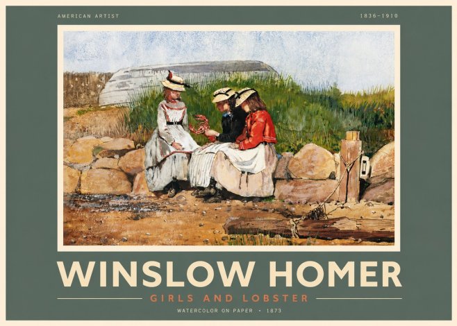 Winslow Homer Girls and Lobster No2 - Póster