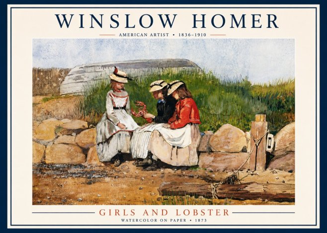 Winslow Homer Girls and Lobster No3 - Póster