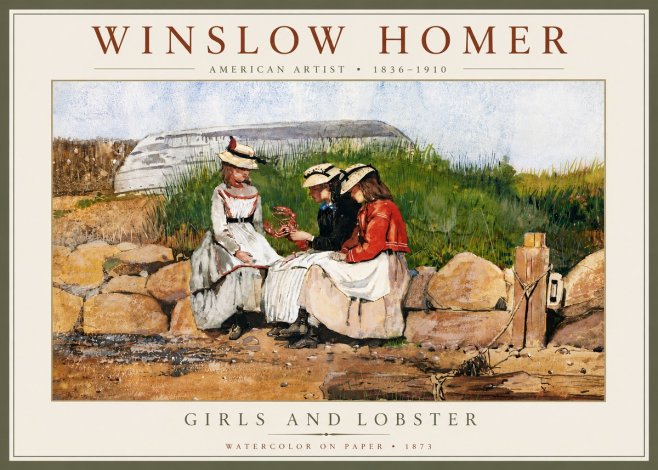Winslow Homer Girls and Lobster No6 - Póster