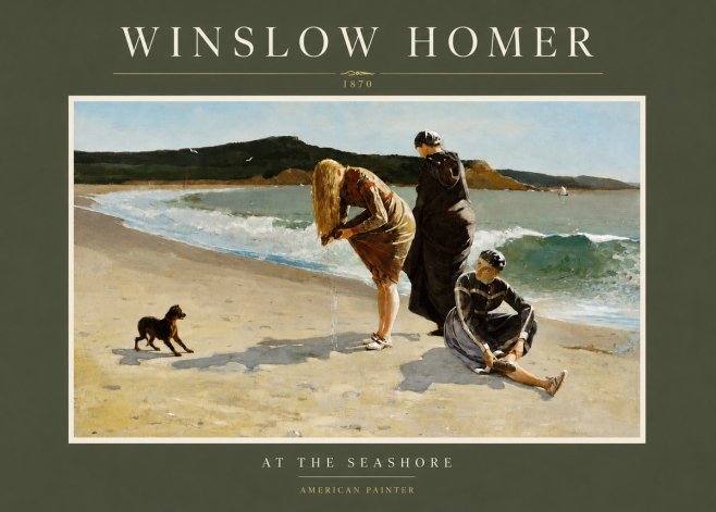 Winslow Homer At the Seashore No3 - Póster