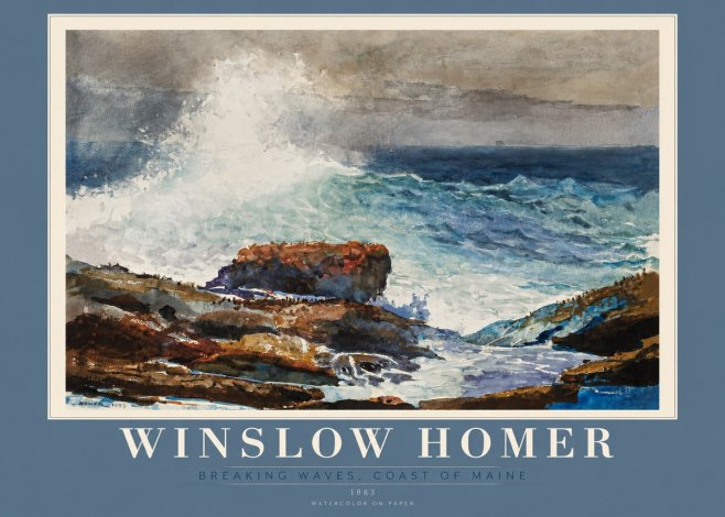 Winslow Homer Breaking Waves, Coast of Maine No2 - Póster