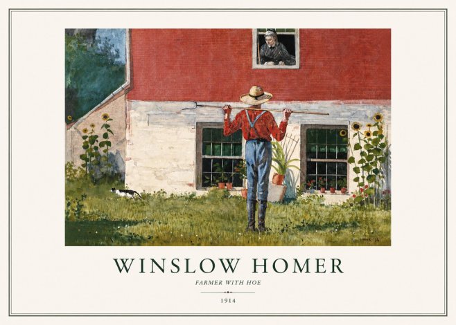 Winslow Homer Farmer with Hoe No1 - Póster
