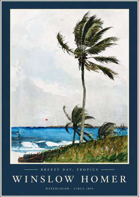 Winslow Homer Breezy Day, Tropics No2 - Póster