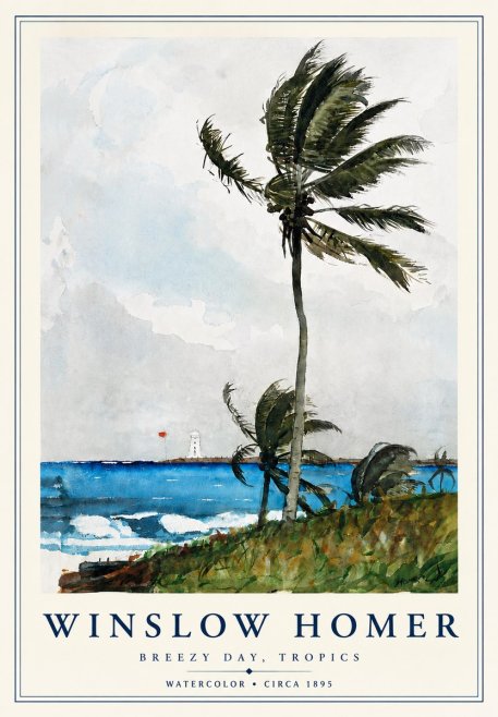 Winslow Homer Breezy Day, Tropics No4 - Póster