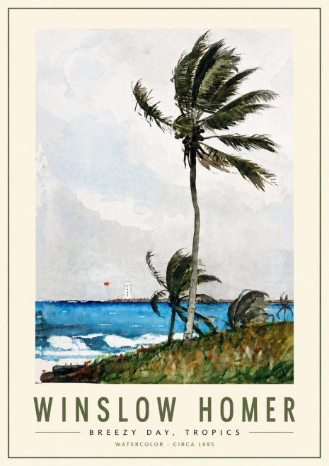 Winslow Homer Breezy Day, Tropics No5 - Póster