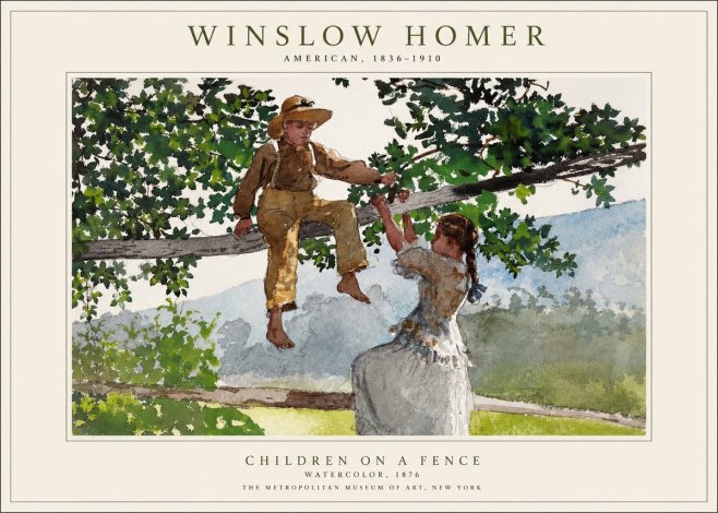 Winslow Homer Children on a Fence No1 - Póster