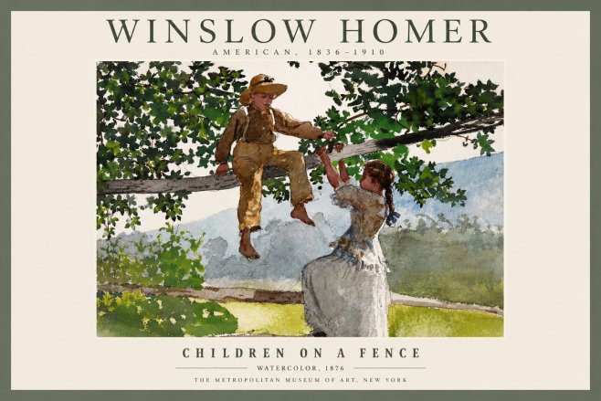 Winslow Homer Children on a Fence No2 - Póster